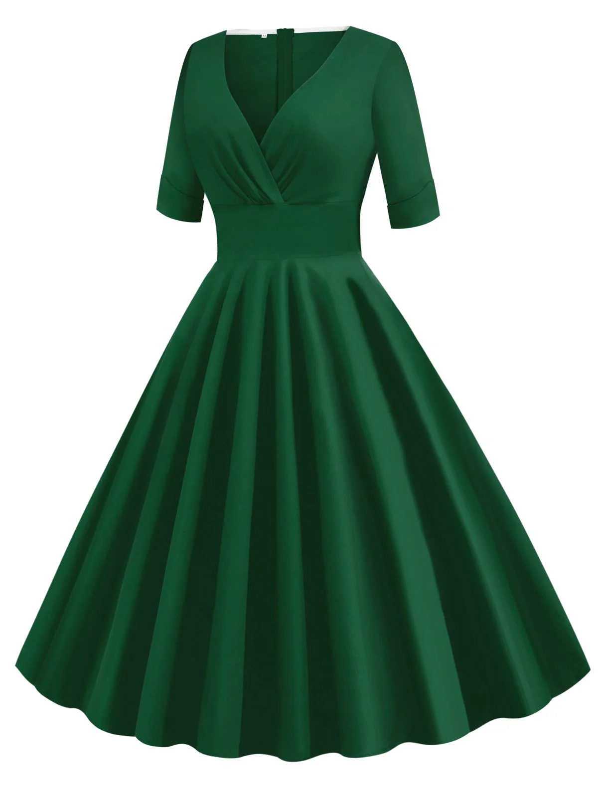 1950s Solid Sweetheart Fold Swing Dress - Image 14