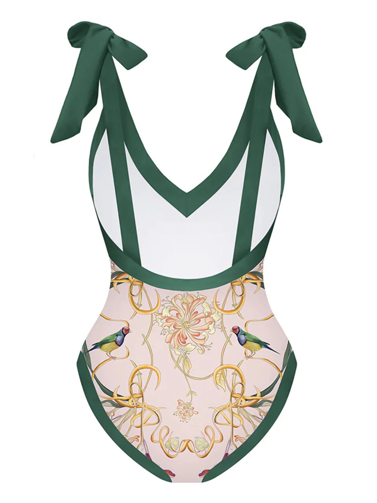 1950s V-Neck Flowers Lacing Swimsuit & Cover Up - Image 7