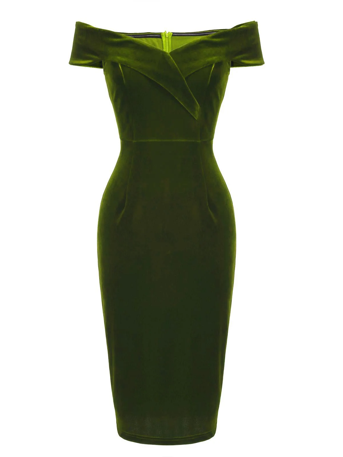 1960s Off Shoulder Velvet Bodycon Vintage Dress - Image 15