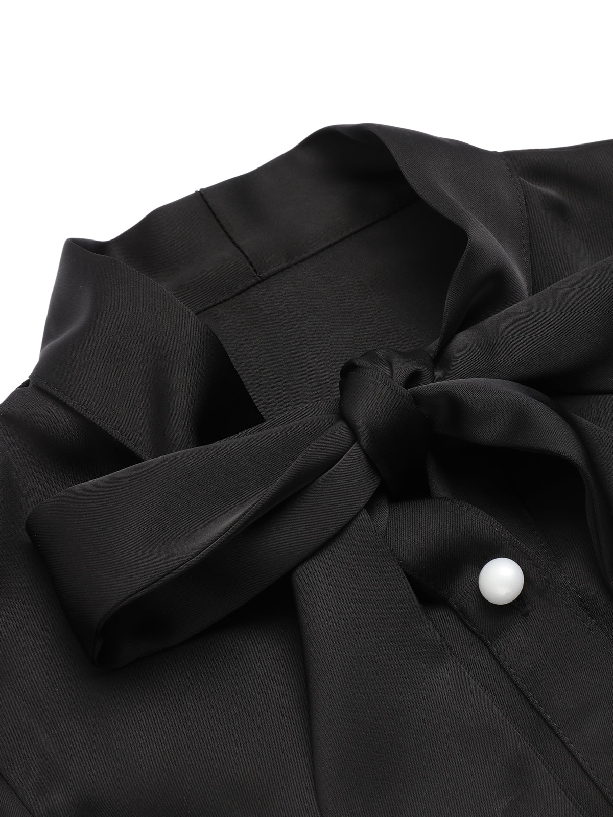 [Pre-Sale] Black 1950s Solid Ruffled-Sleeve Blouse - Image 4
