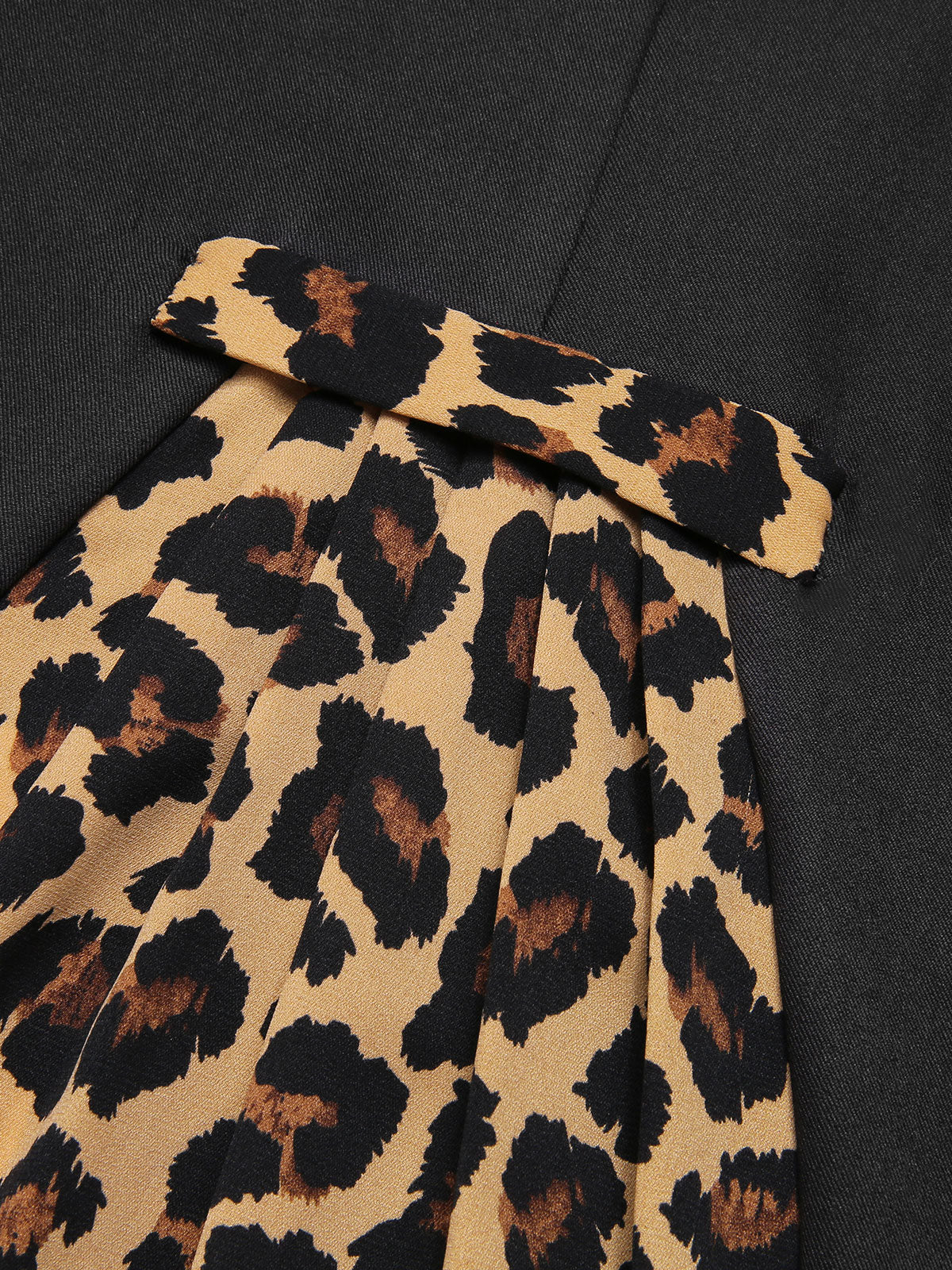 Black 1960s Raw Hem Leopard Asymmetric Wrap Dress - Image 6
