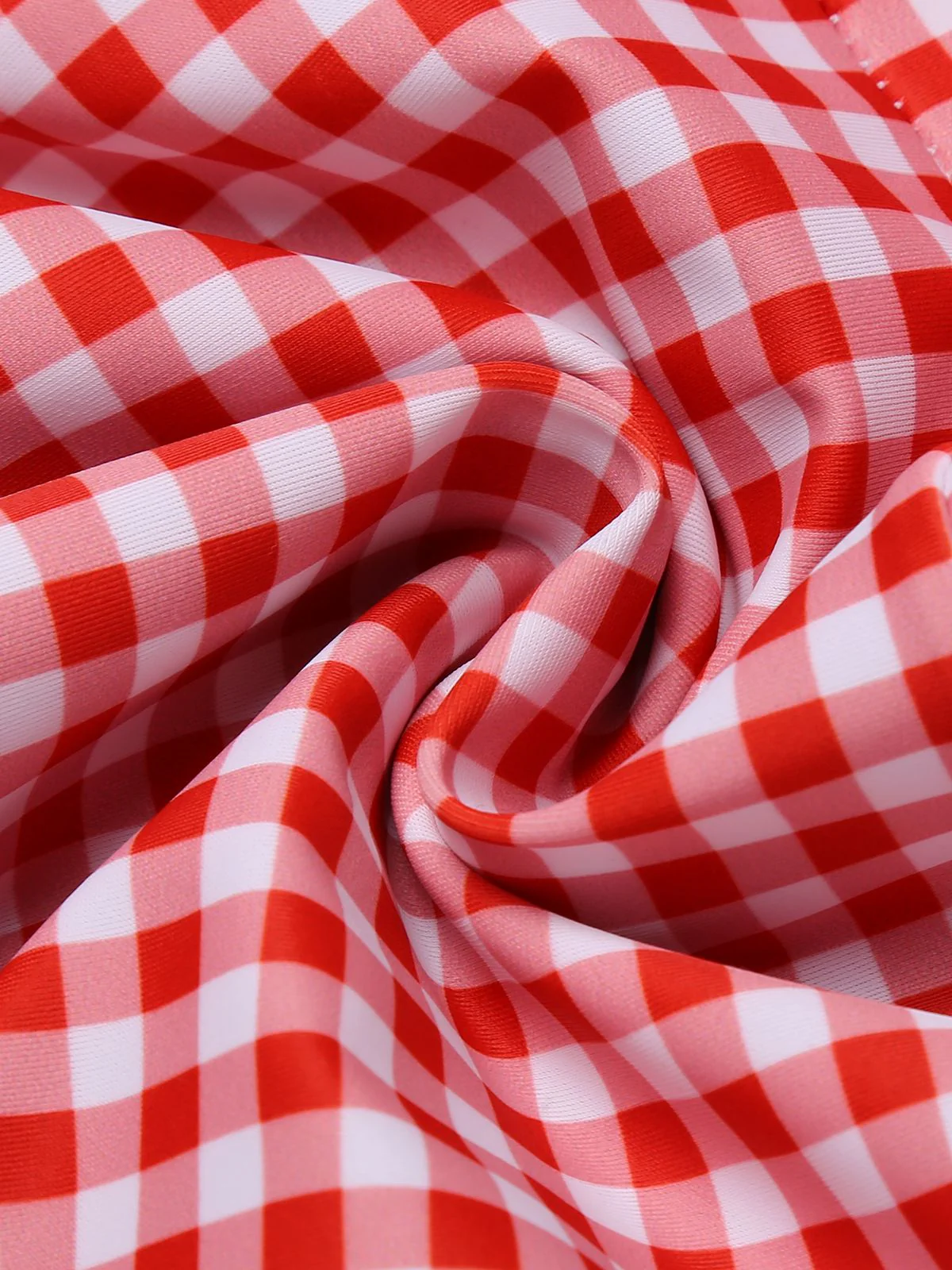 Gingham 1950s Halter Bowknot One-piece Swimsuit - Image 11