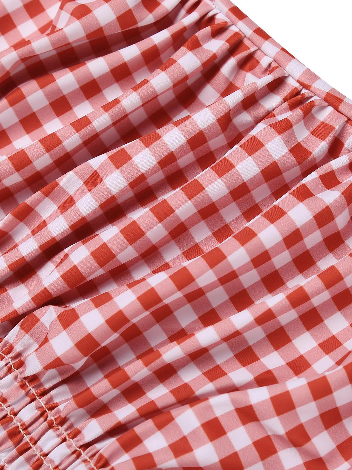 Gingham 1950s Halter Bowknot One-piece Swimsuit - Image 10