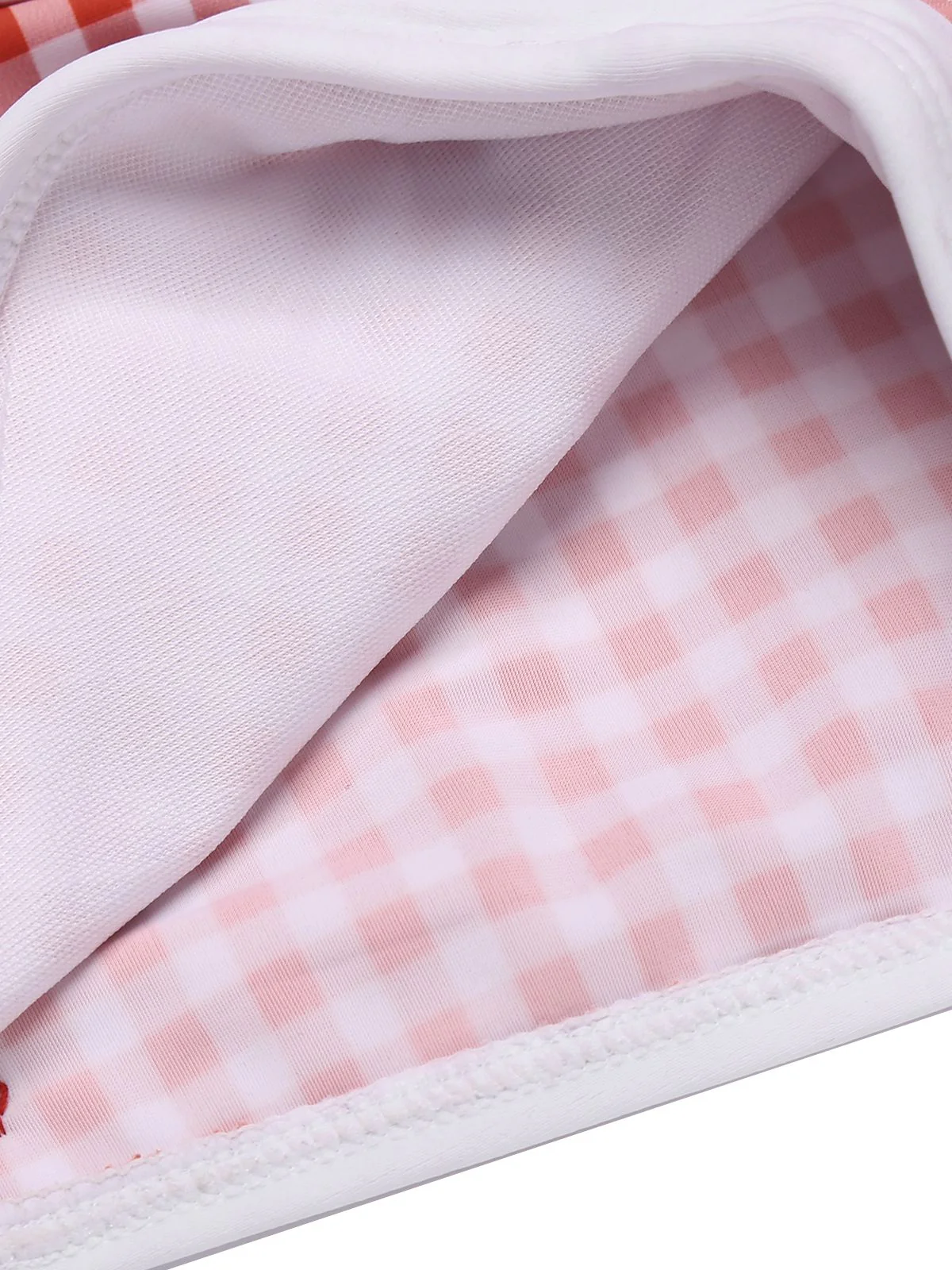 Gingham 1950s Halter Bowknot One-piece Swimsuit - Image 11