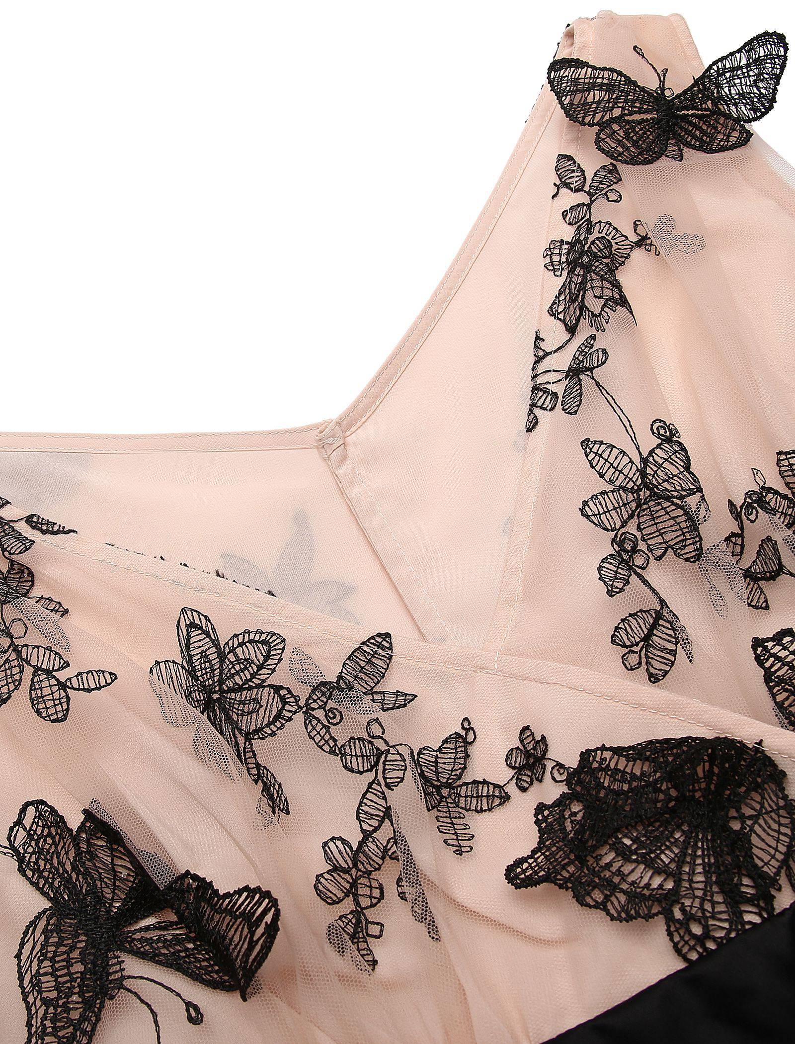 Nude 1950s Lace Butterfly Swing Vintage Dress - Image 5