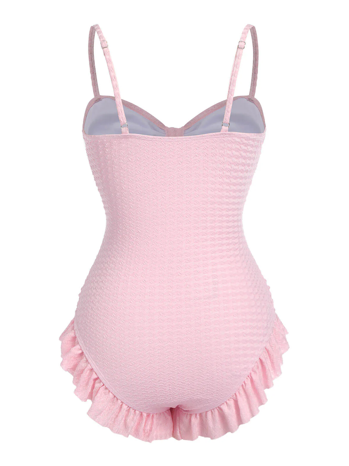 [Pre-Sale] Pale Pink 1950s Solid Ruched Swimsuit - Image 4
