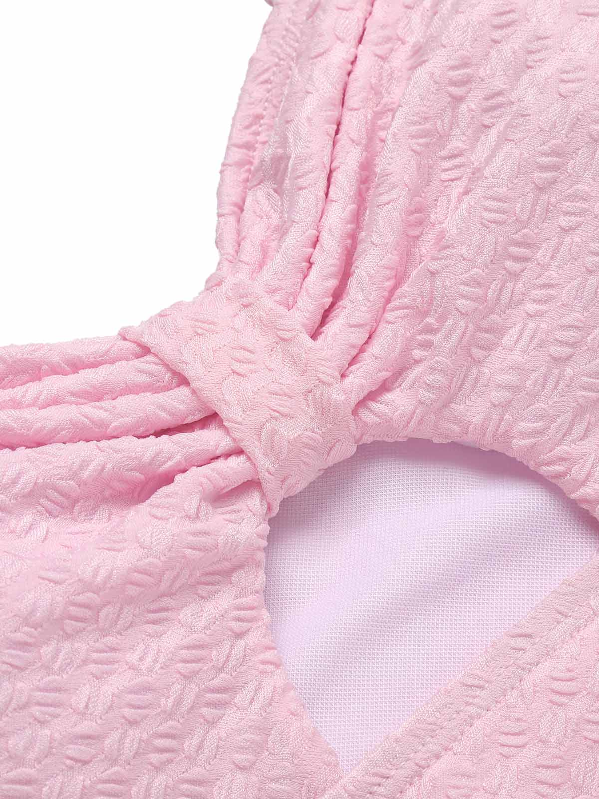 [Pre-Sale] Pale Pink 1950s Solid Ruched Swimsuit - Image 5