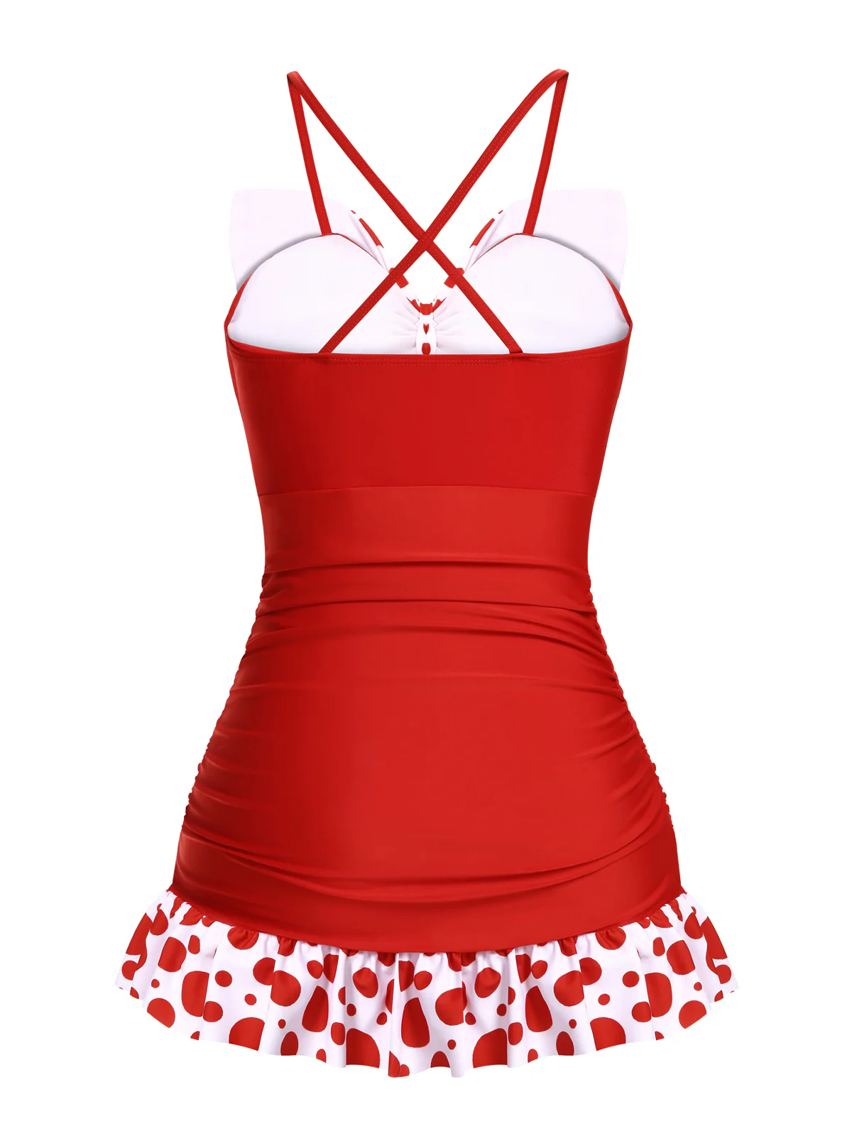 1930s Polka Dot Bowknot Patchwork Swimsuit - Image 4