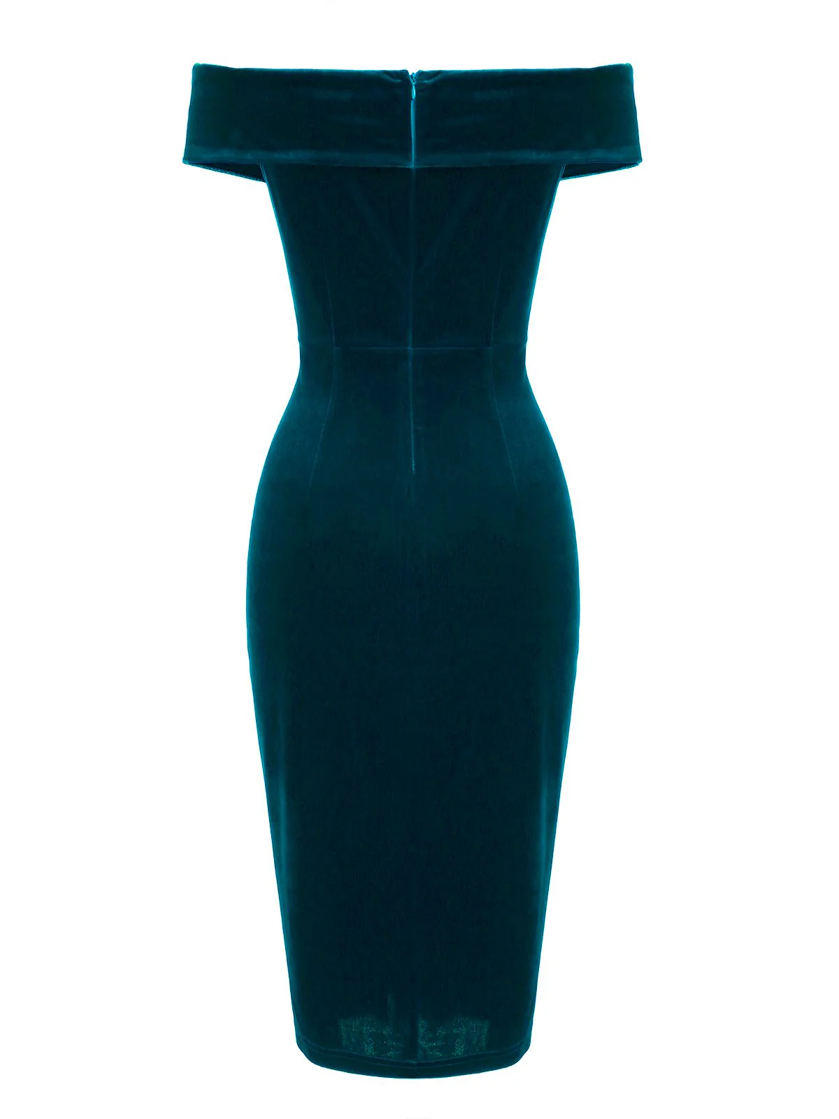 1960s Off Shoulder Velvet Bodycon Dress - Image 14